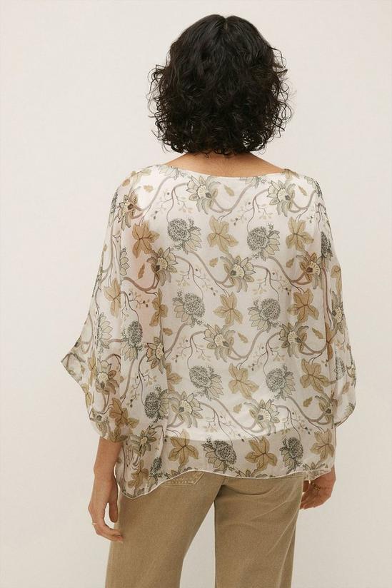 Oasis Viscose Silk Mix Printed Kimono Sleeve Top 3