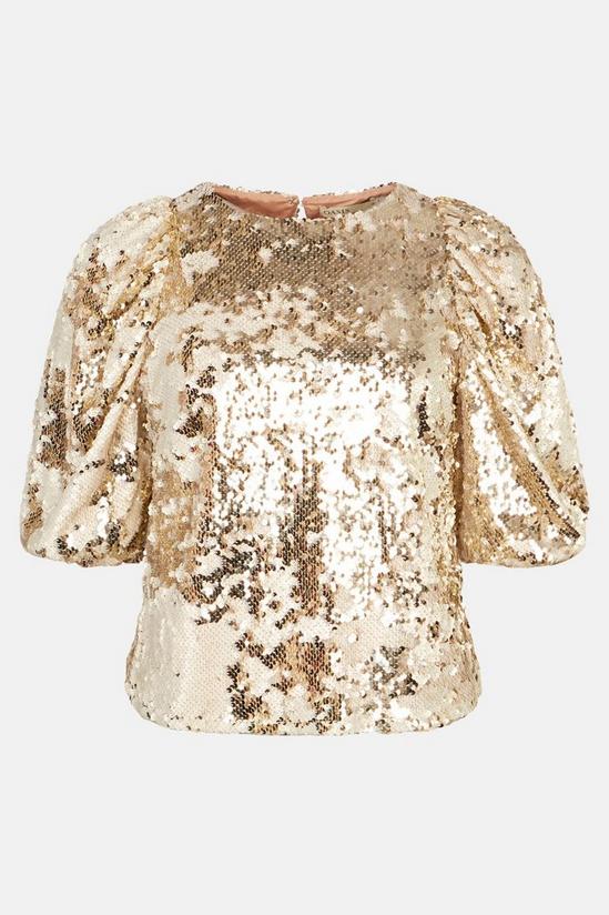 Oasis Brushed Sequin Puff Sleeve Top 5