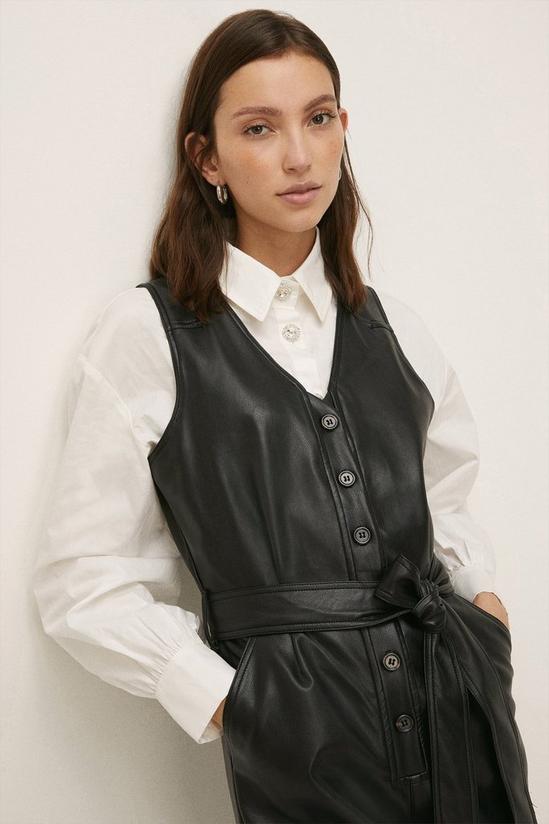 Oasis Belted Wide Leg Faux Leather Jumpsuit 2
