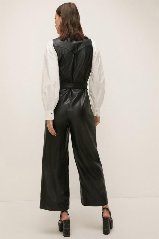 Oasis Belted Wide Leg Faux Leather Jumpsuit 3