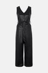 Oasis Belted Wide Leg Faux Leather Jumpsuit thumbnail 4