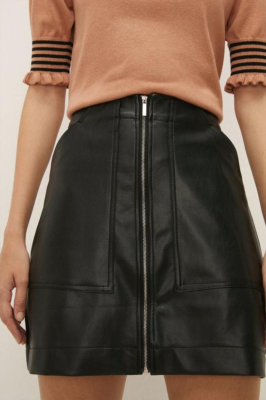 Oasis Zip Through Faux Leather Skirt 2
