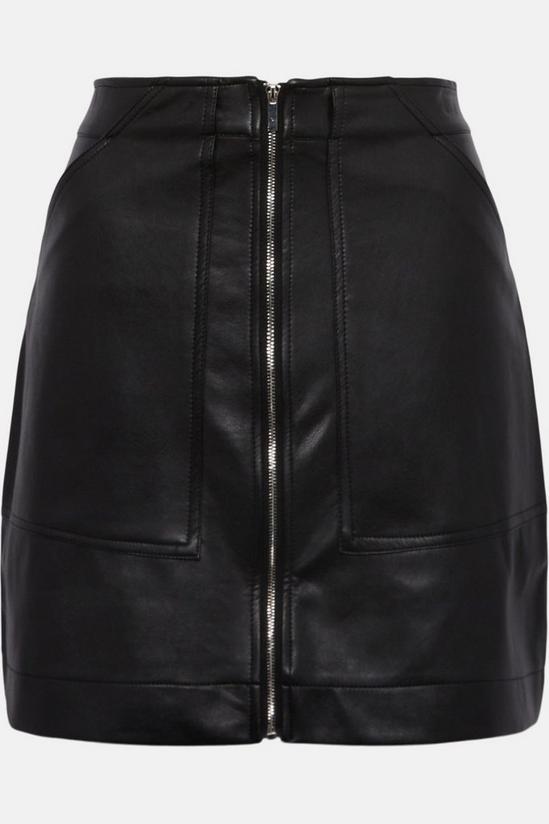 Oasis Zip Through Faux Leather Skirt 4