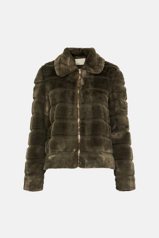 Oasis Trimmed Fur Zip Through Coat 4