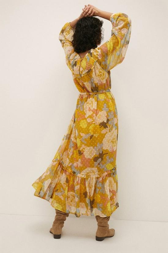 Oasis Shirred Yoke Floral Chiffon Midi Dress 3