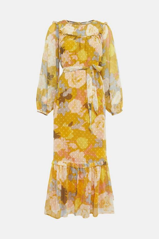 Oasis Shirred Yoke Floral Chiffon Midi Dress 4