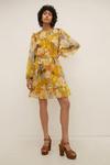 Oasis Shirred Yoke Floral Chiffon A Line Dress thumbnail 1