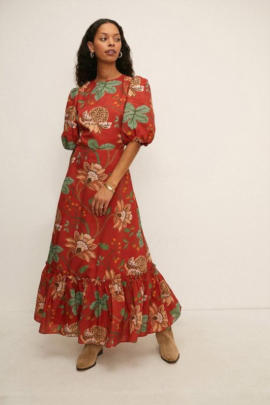 Oasis Large Paisley Printed Cut Out Midi 4