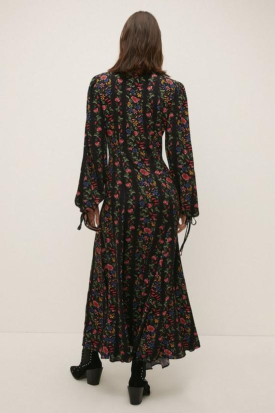 Oasis Stripe Floral Printed Keyhole Midi Dress 3