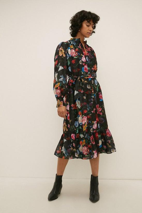 Oasis Petite Floral Belted Midi Dress 1