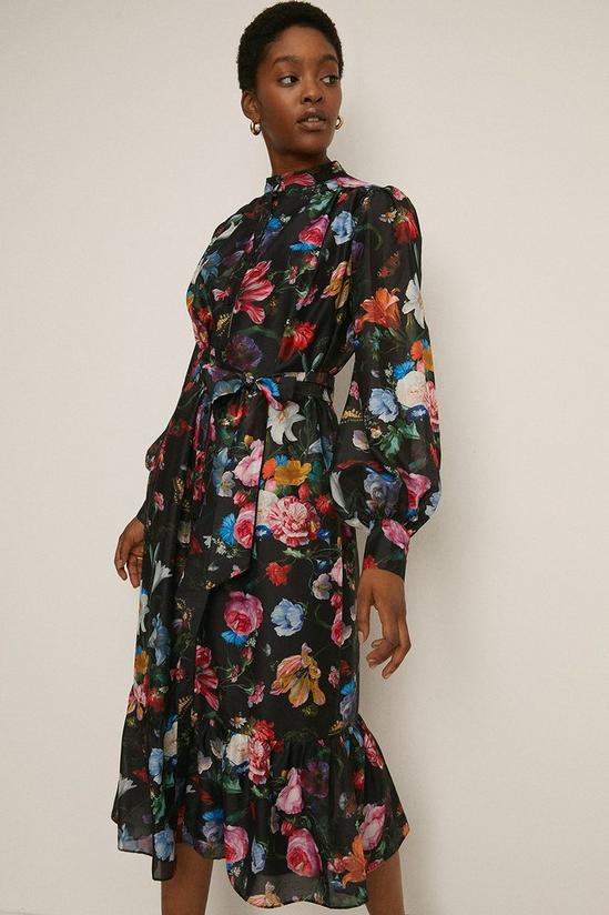 Oasis Floral Belted Midi Dress 1