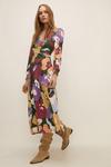 Oasis Slinky Jersey Floral Ruched Midi Dress thumbnail 2
