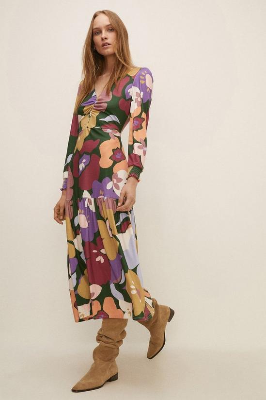 Oasis Slinky Jersey Floral Ruched Midi Dress 2