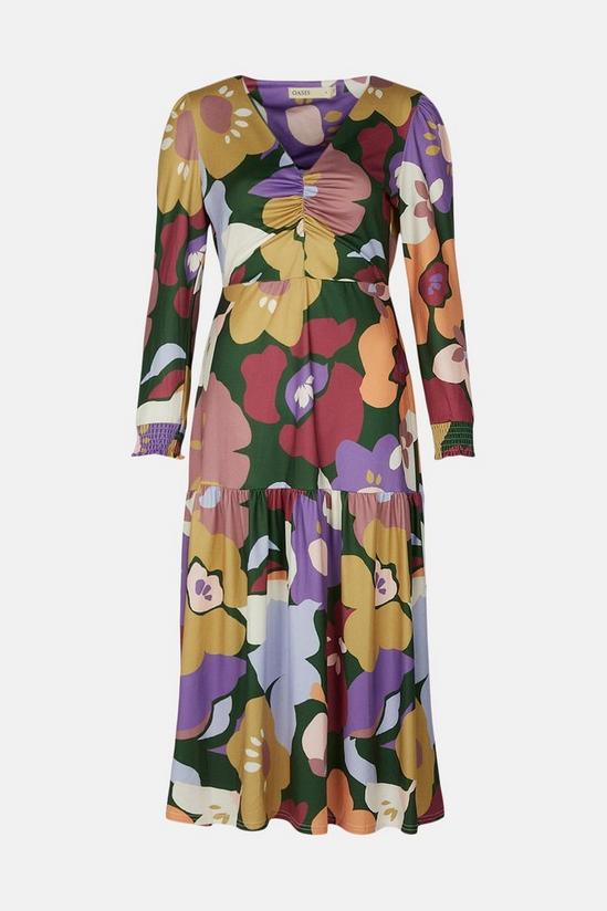 Oasis Slinky Jersey Floral Ruched Midi Dress 4