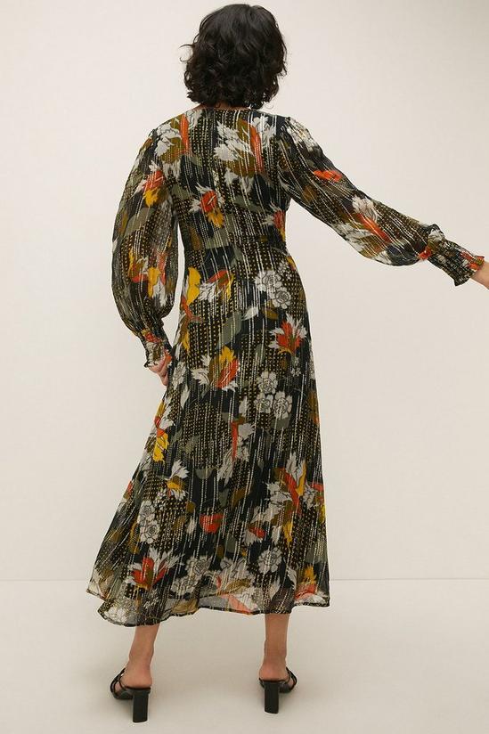 Oasis Autumn Floral Metallic Print Midi Dress 4