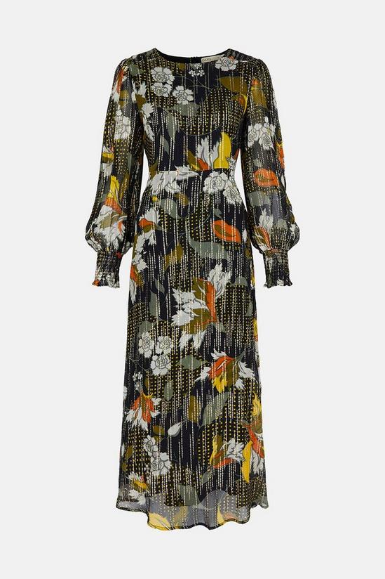 Oasis Autumn Floral Metallic Print Midi Dress 5