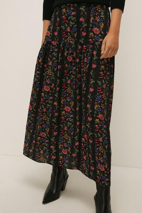 Oasis Stripe Floral Printed Midi Skirt 2