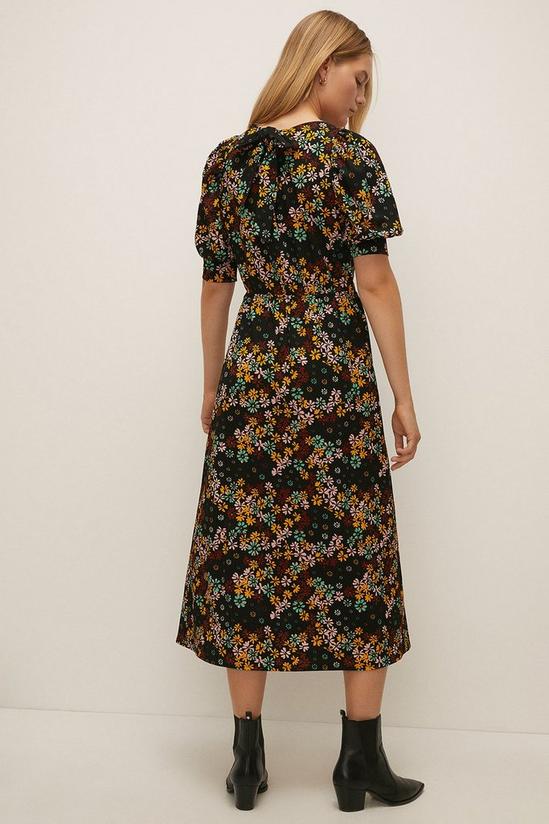 Oasis Petite Daisy Print Crinkle Jersey Midi Dress 3