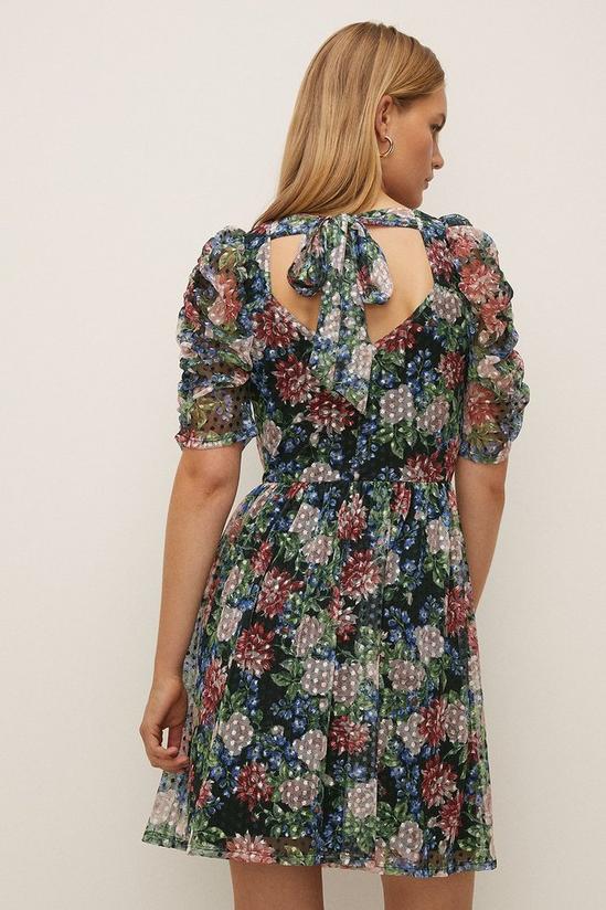 Oasis Dobby Mesh Floral Puff Sleeve Mini Dress 3