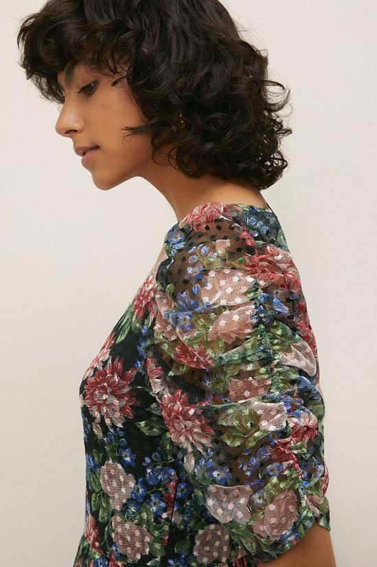 Oasis Dobby Mesh Floral Puff Sleeve Midi Dress 2