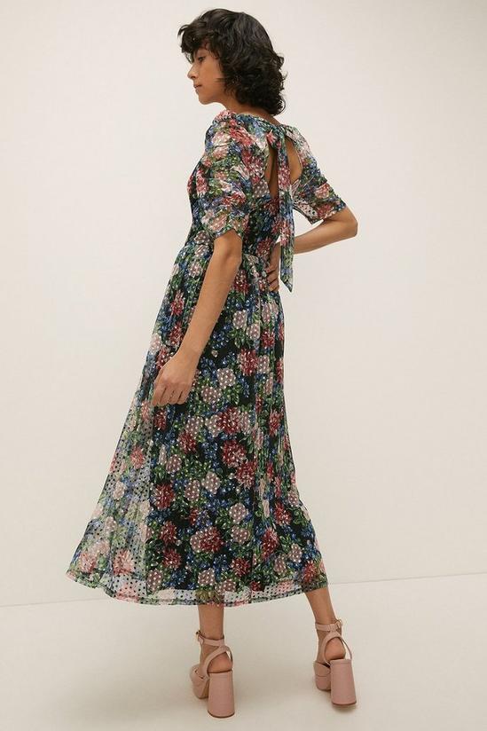 Oasis Dobby Mesh Floral Puff Sleeve Midi Dress 3