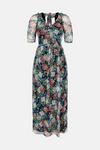 Oasis Dobby Mesh Floral Puff Sleeve Midi Dress thumbnail 4