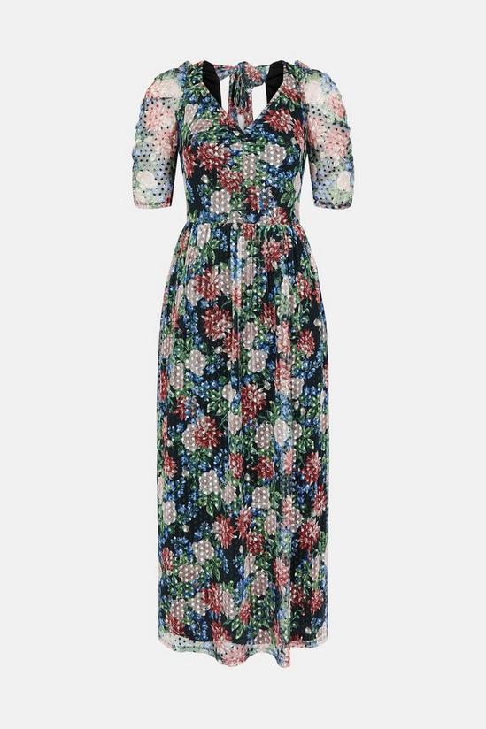 Oasis Dobby Mesh Floral Puff Sleeve Midi Dress 4