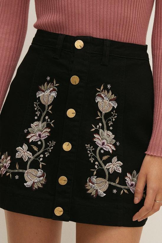 Oasis Embroidered Denim Mini Skirt 2