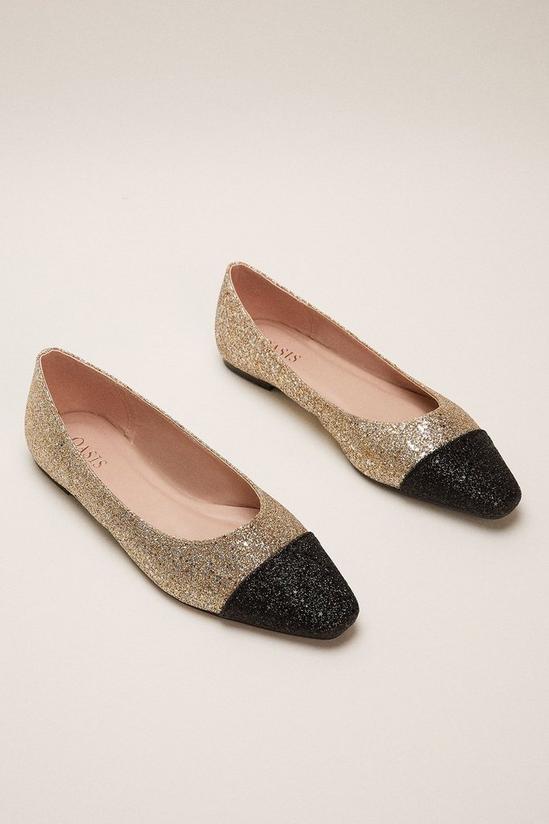 Oasis Sparkle Toe Cap Pointed Flat 2