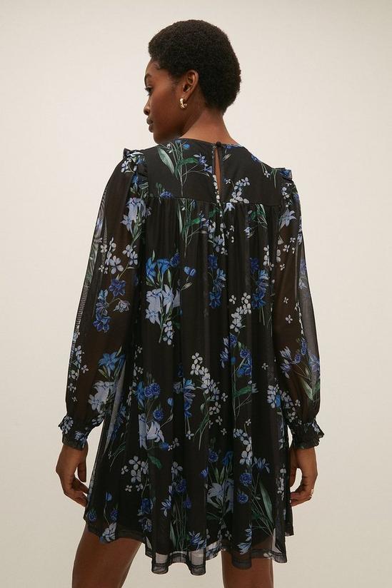Oasis Floral Mesh Shirred Smock Mini Dress 3