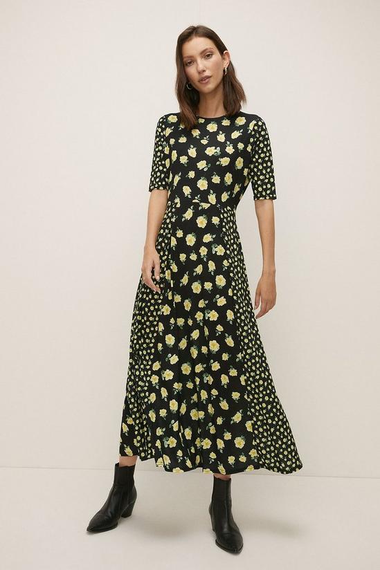 Oasis Slinky Jersey Patched Floral Midi Dress 1