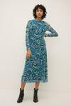 Oasis Floral Mesh Ruched Sleeve Midi Dress thumbnail 1