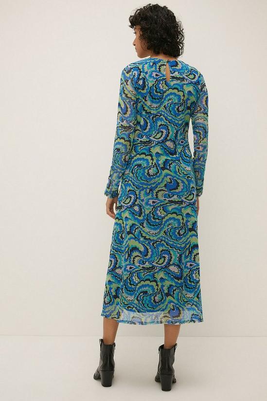Oasis Floral Mesh Ruched Sleeve Midi Dress 3