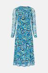 Oasis Floral Mesh Ruched Sleeve Midi Dress thumbnail 4