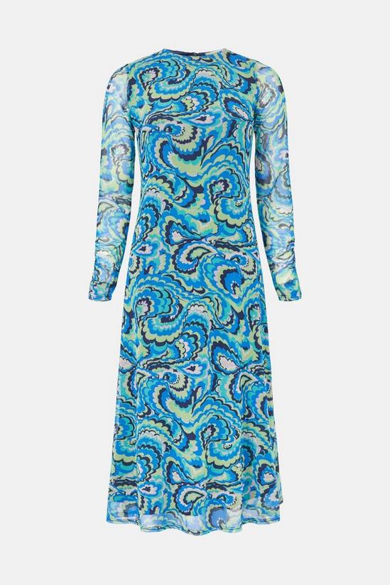 Oasis Floral Mesh Ruched Sleeve Midi Dress 4