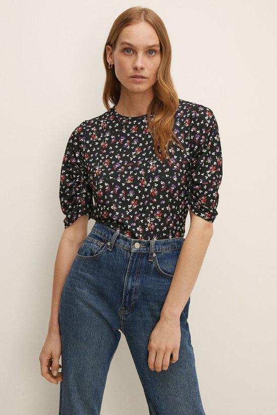 Oasis Slinky Jersey Floral Gathered Sleeve Top 2