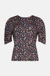 Oasis Slinky Jersey Floral Gathered Sleeve Top thumbnail 4