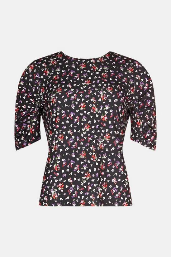 Oasis Slinky Jersey Floral Gathered Sleeve Top 4