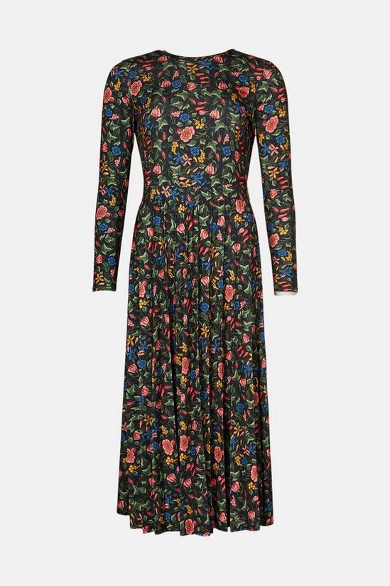 Oasis Slinky Jersey Floral Pleated Midi Dress 4