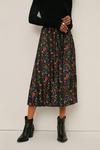 Oasis Slinky Jersey Floral Pleated Midi Skirt thumbnail 2