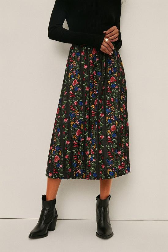 Oasis Slinky Jersey Floral Pleated Midi Skirt 2