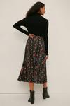 Oasis Slinky Jersey Floral Pleated Midi Skirt thumbnail 3