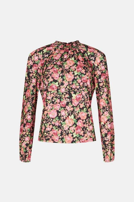 Oasis Slinky Jersey Floral Shirred Neck Top 4