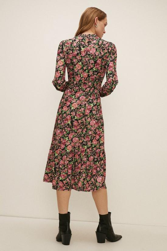Oasis Slinky Jersey Floral Shirred Neck Midi Dress 3