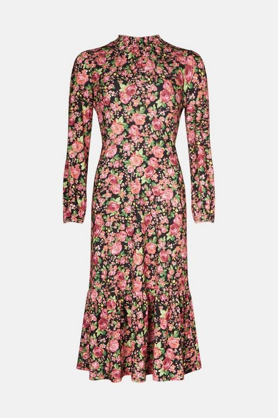Oasis Slinky Jersey Floral Shirred Neck Midi Dress 4