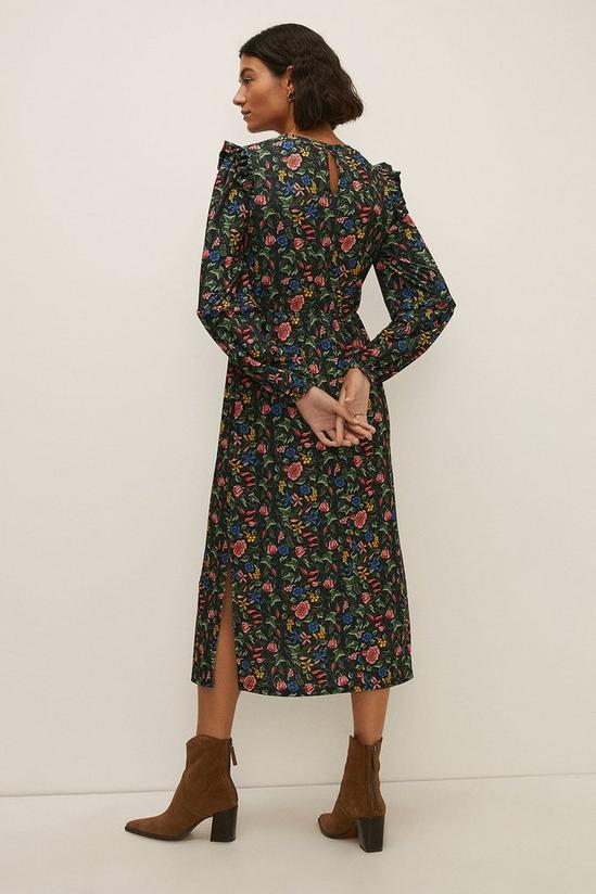 Oasis Slinky Jersey Floral Frill Midi Dress 3