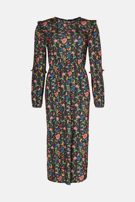 Oasis Slinky Jersey Floral Frill Midi Dress 4
