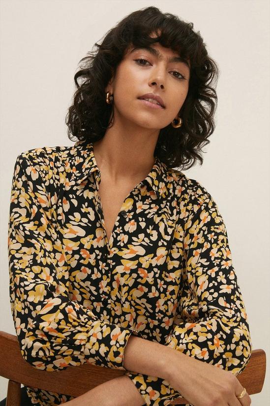 Oasis Printed Ruched Detail Long Sleeve Shirt 1