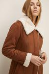 Oasis Suedette And Borg Longline Aviator Coat thumbnail 1