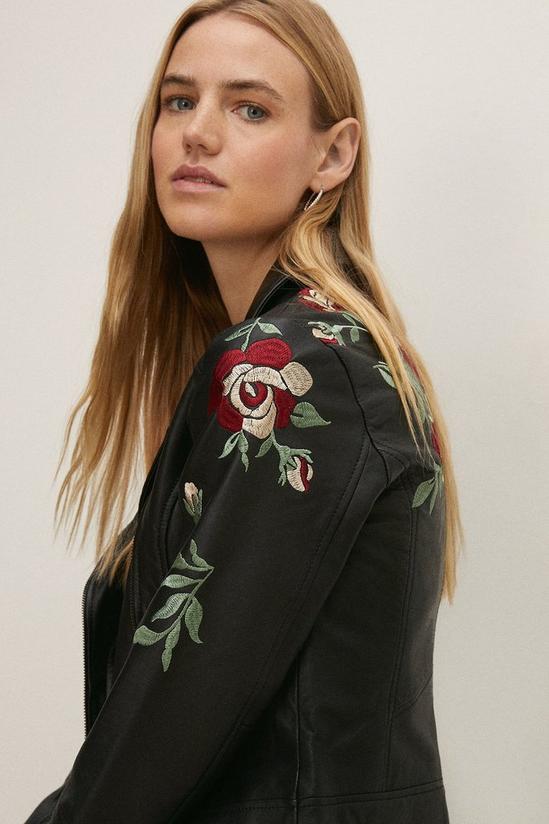 Oasis Floral Embroidered Leather Jacket 2